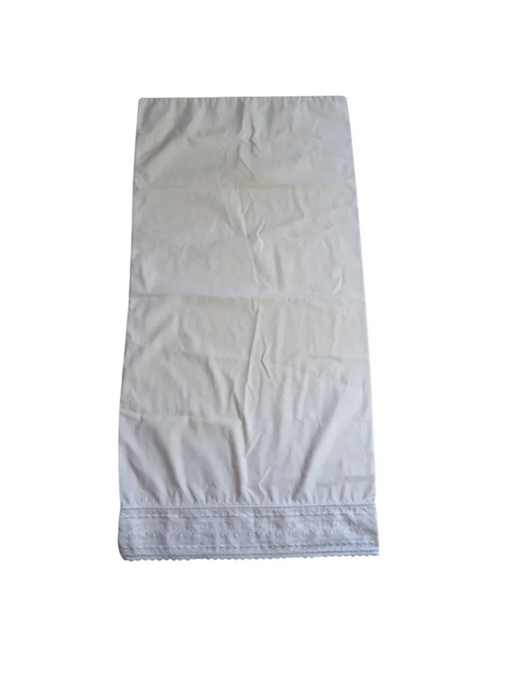 Vintage JCPenney 1 King Size Pillowcase Beige Embroidered Floral Lace Trim